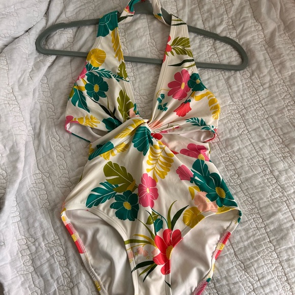 kate spade Other - Floral Tie-Front One-Piece Swimsuit - Cream Base with Multicolor Flowers